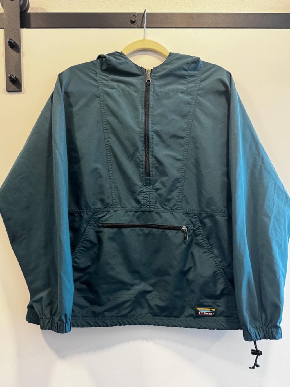 Vintage L.L.Bean Dark Green Anorak Pullover Windbreaker Hoodie